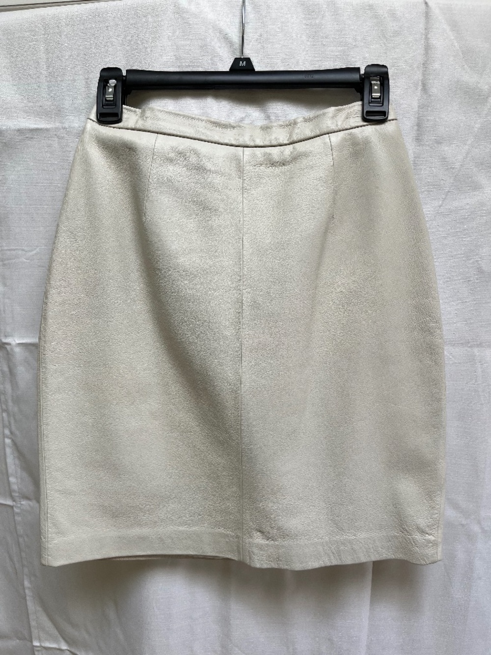 Vintage Jerry Lewis Ivory Genuine Leather High-Waisted Pencil Skirt